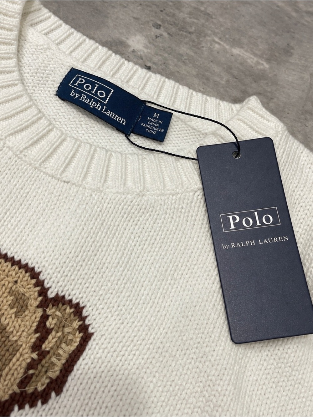 Polo Ralph Lauren Polo Bear White Knit Sweater Womens Medium M - Picture 3 of 5